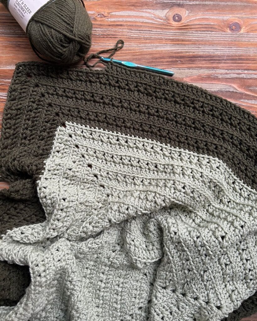 crochet project with yarn and hook