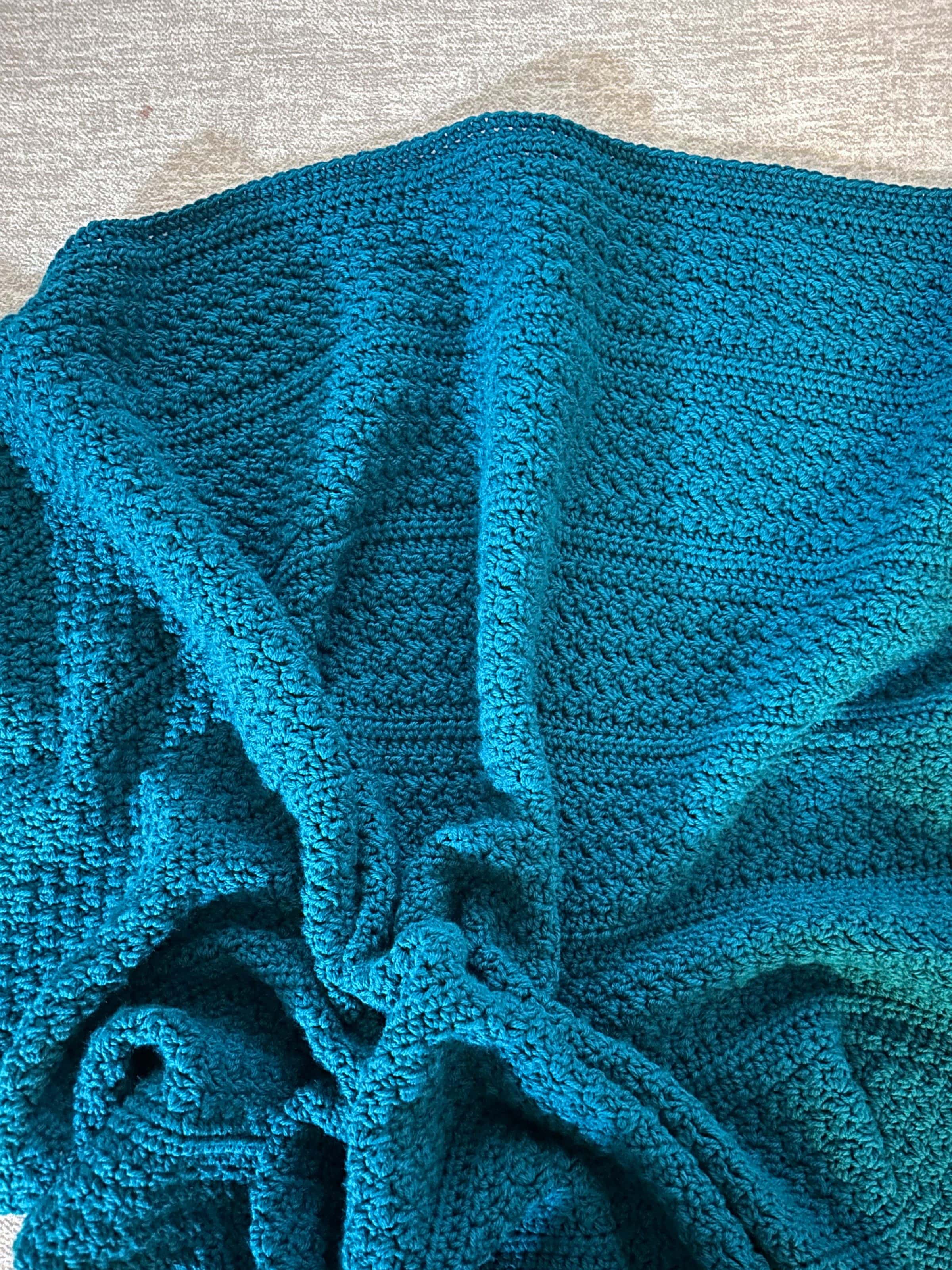blue crochet throw blanket