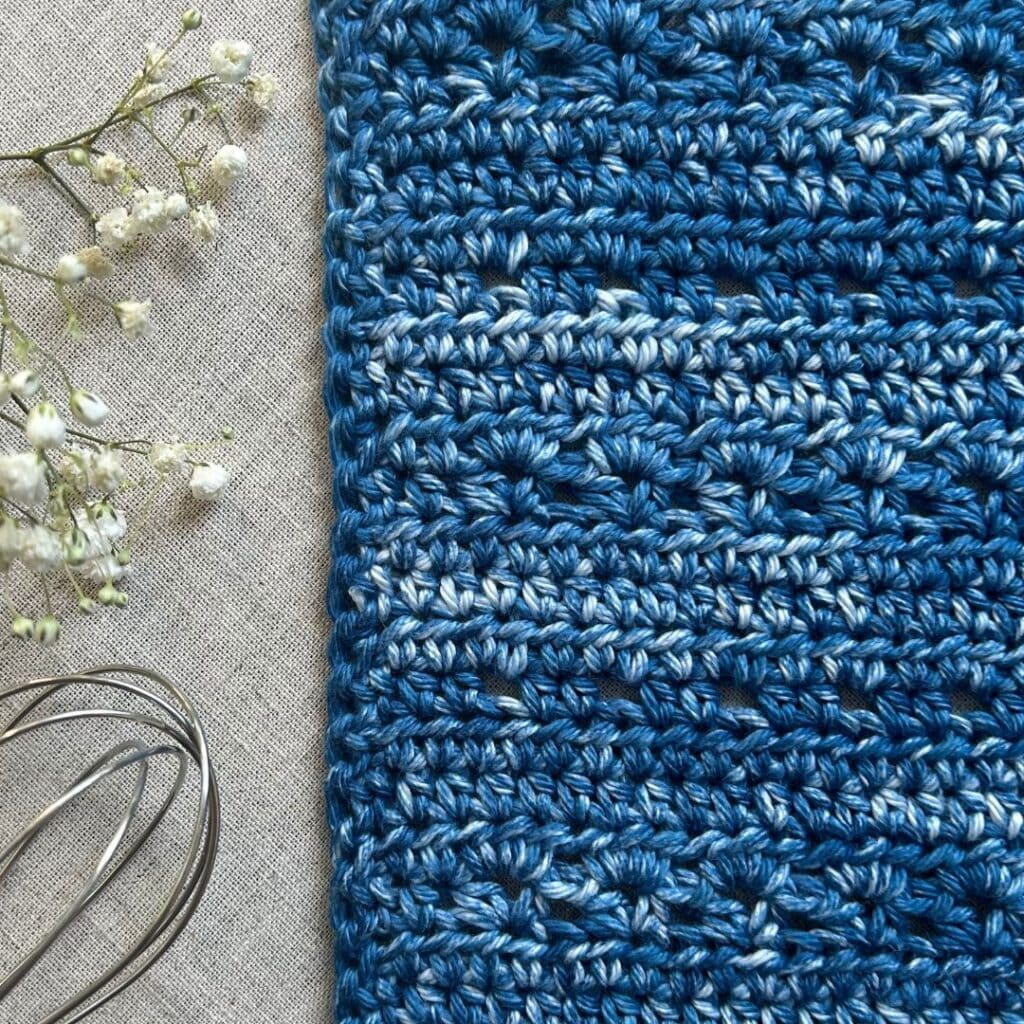 closeup of crochet dishcloth