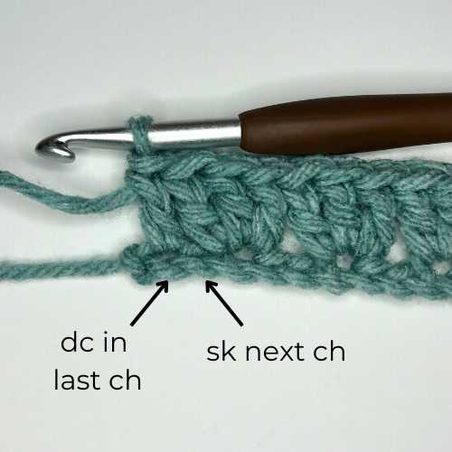 sk next ch, dc in last ch