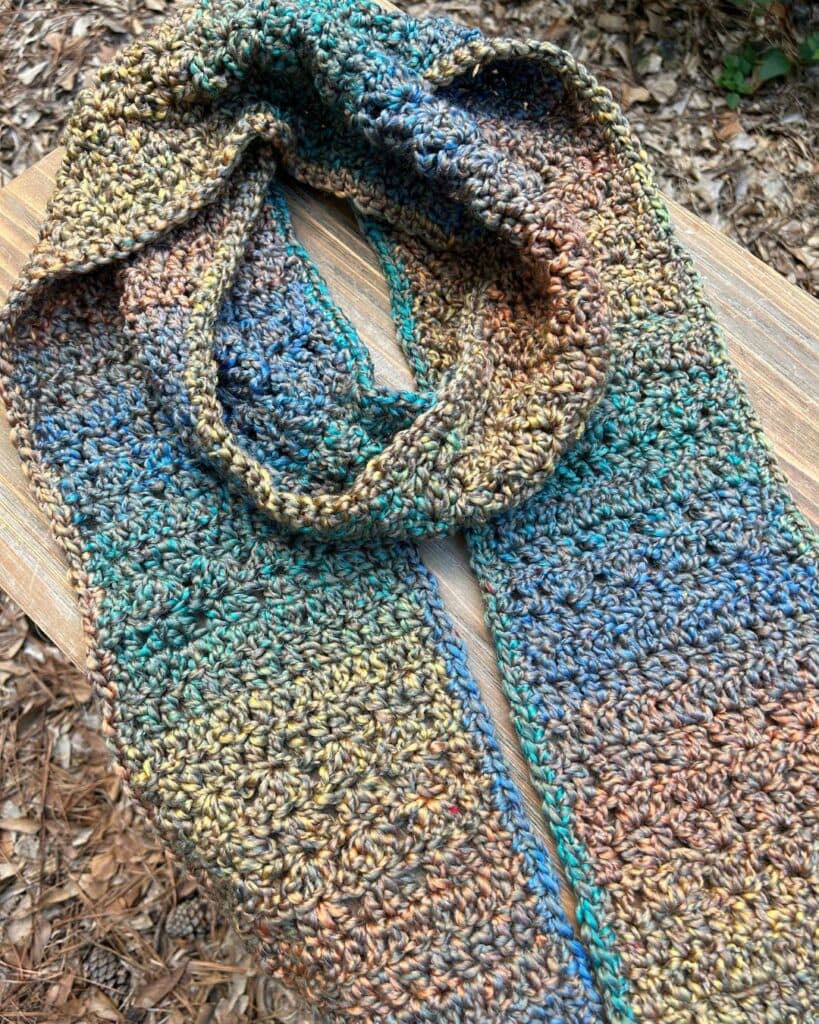 chunky crochet scarf in Fall colors