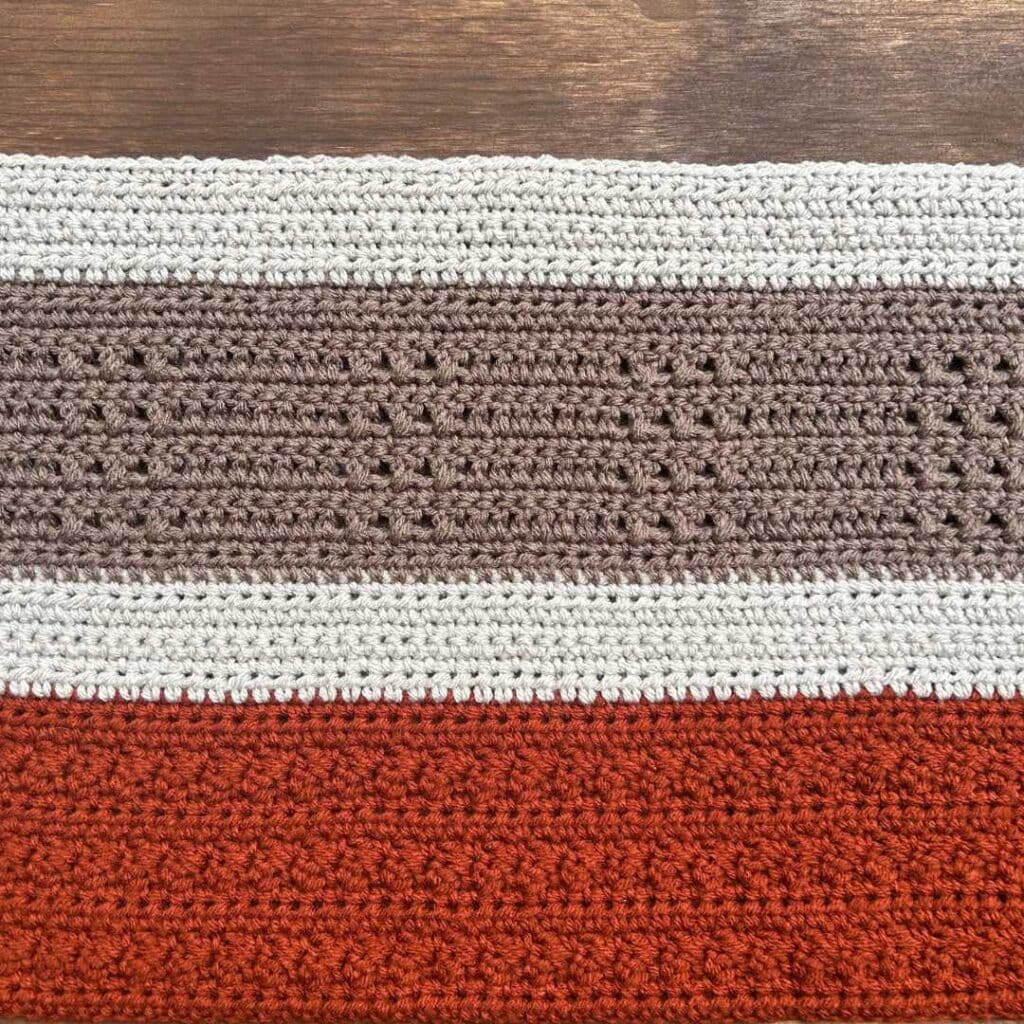 stitch sampler crochet throw blanket work in progress