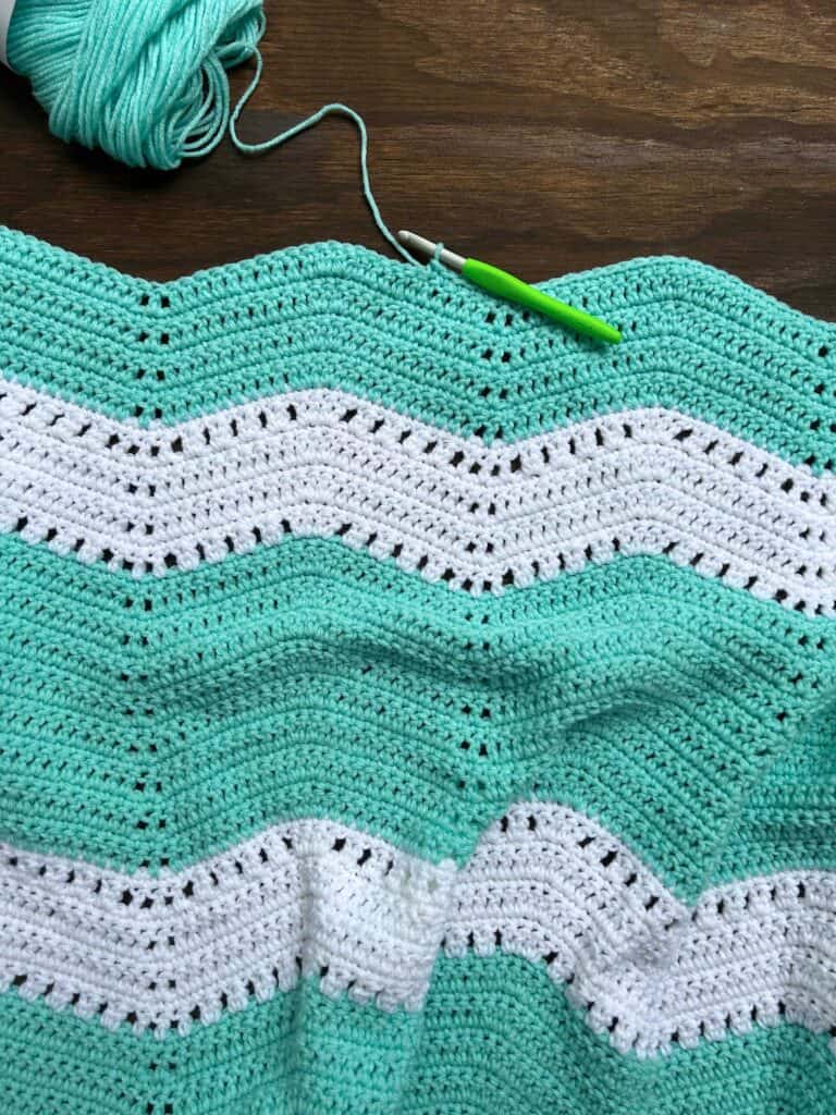 crochet project with crochet hook