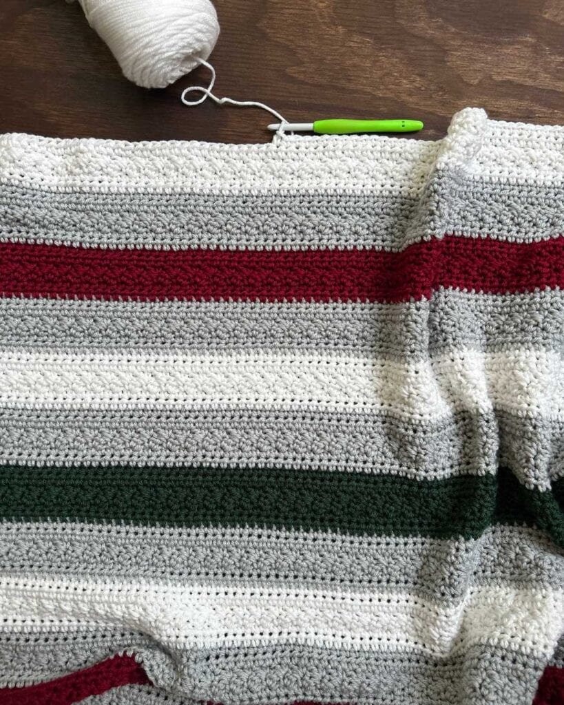 crochet project with yarn and hook