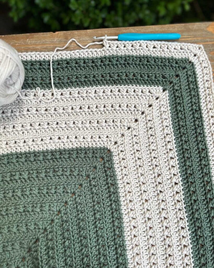crochet project with yarn and hook