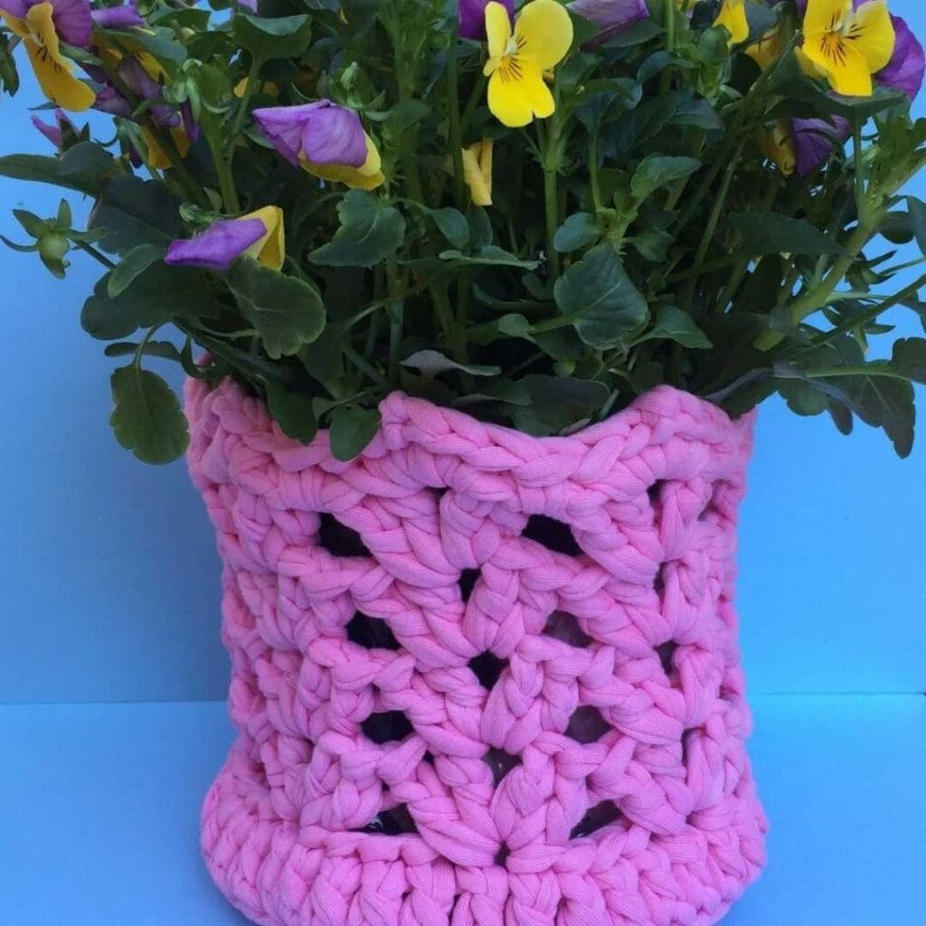 crochet pot plant cover