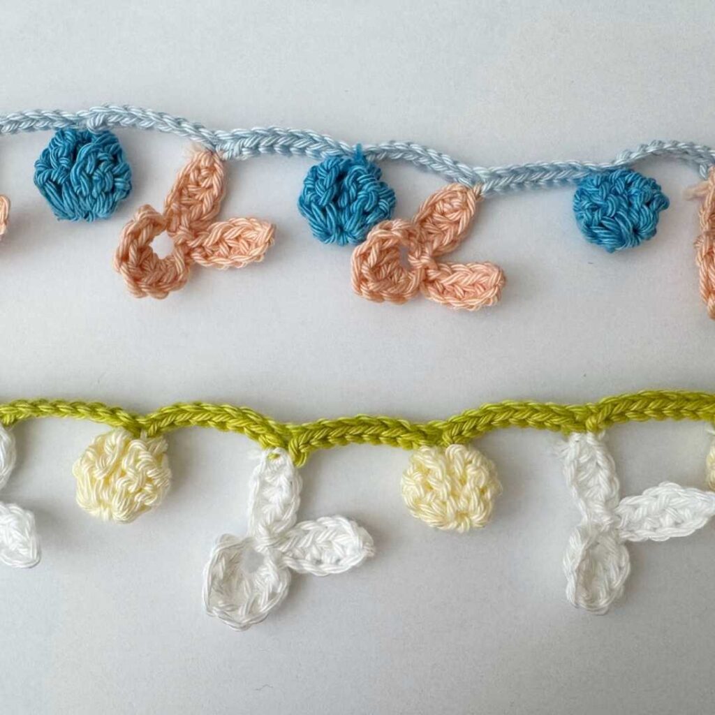 pastel-colored crochet Easter garland